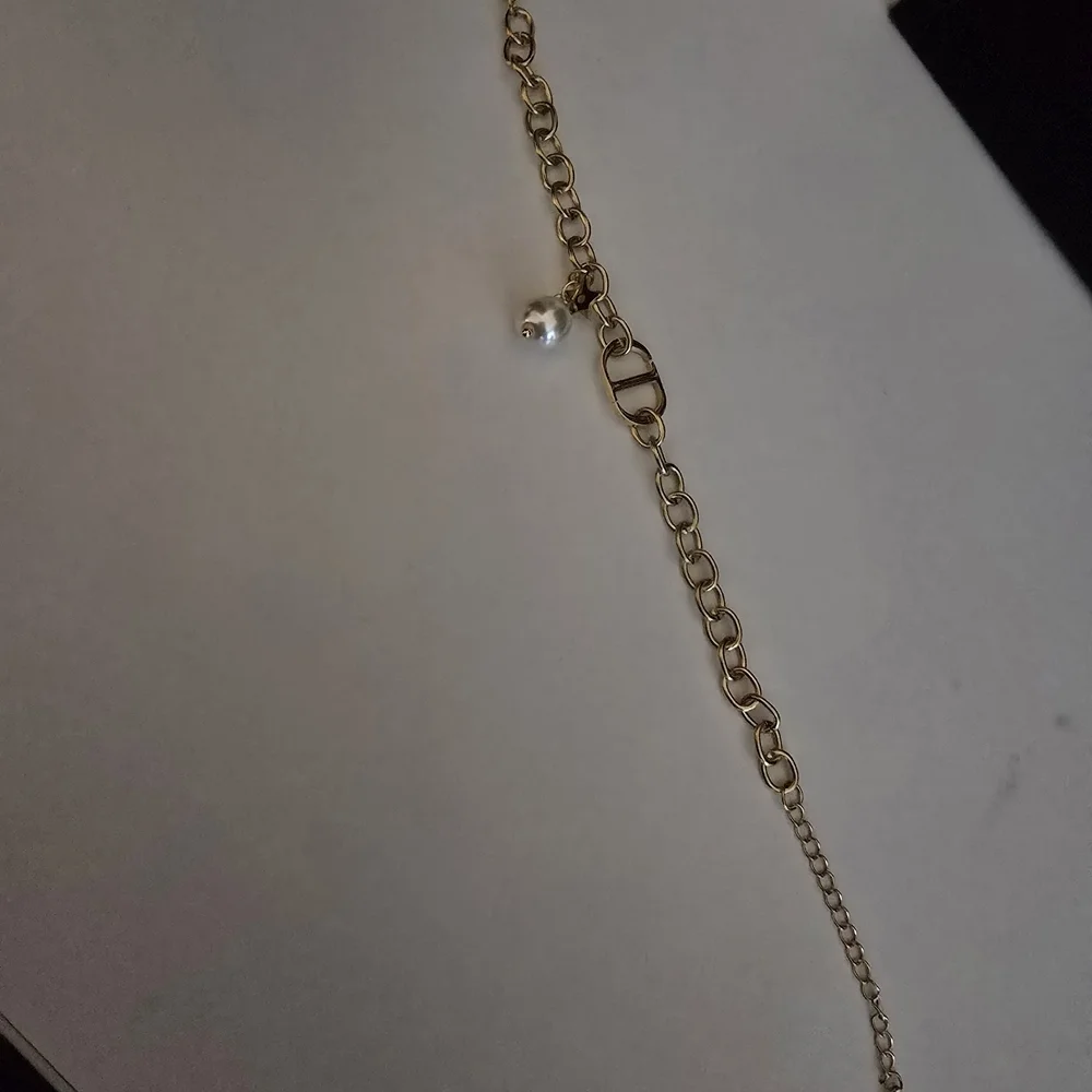 Gold Charm Bracelet with Pearl Accent